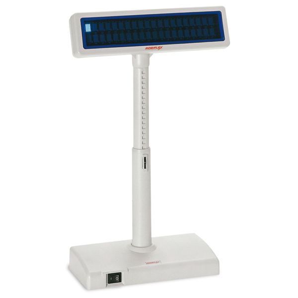 Внешний, отдельно стоящий, дисплей покупателя PD-2300 с вакуумно-люминесцентным экраном, который отображает 2 строки по 20 символов